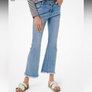 (8) Michael Kors Stretch Denim High-Rise Frayed Jeans